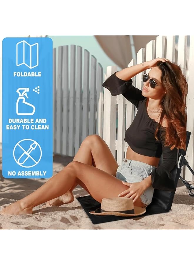 Goodern Folding Chaise Lounge Chair with Adjustable Backrest Outdoors Beach Lounger with Carry Bag Portable Sun Tanning Chairs Cozy Reclining Lounge Chair for Outside Yard Patio Pool Deck Black - Image 4