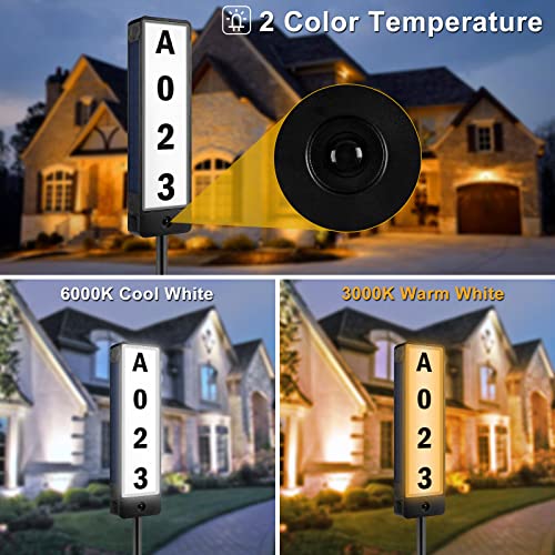 T-SUNUS Solar House Numbers for Outside, Double Sided Address Sign Vertical LED Illuminated Lighted Plaques IP65 Waterproof Driveway Marker Street Signs for Home Yard Warm/Cold White - Image 4