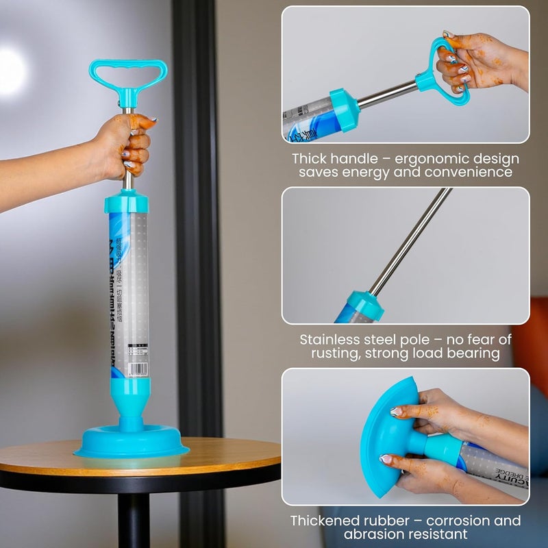 ARUP مضخة مرحاض قوية عالية الضغط متعددة الاستخدامات لتنظيف المجاري، الحمام، المطبخ، المرحاض الغربي، الدش، الأحواض، مزيل الهواء سهل التنظيف وسهل التخزين. (لون أزرق) - Image 4