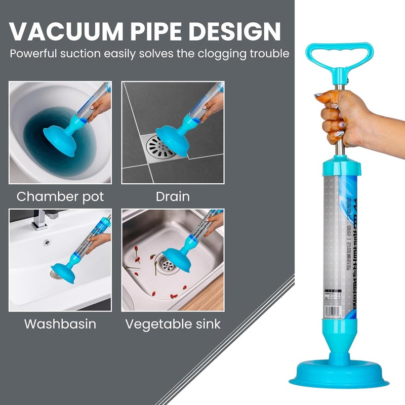ARUP مضخة مرحاض قوية عالية الضغط متعددة الاستخدامات لتنظيف المجاري، الحمام، المطبخ، المرحاض الغربي، الدش، الأحواض، مزيل الهواء سهل التنظيف وسهل التخزين. (لون أزرق) - Image 3