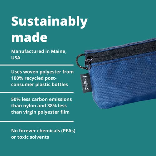 Flowfold Recycled Fabric Mini Zipper Pouch Water Repellent Small Pouch Wallet & Card Pouch for Keys, ID, Coins & AirPods Case Made in USA (Navy Blue, Recycled Material) - Image 4