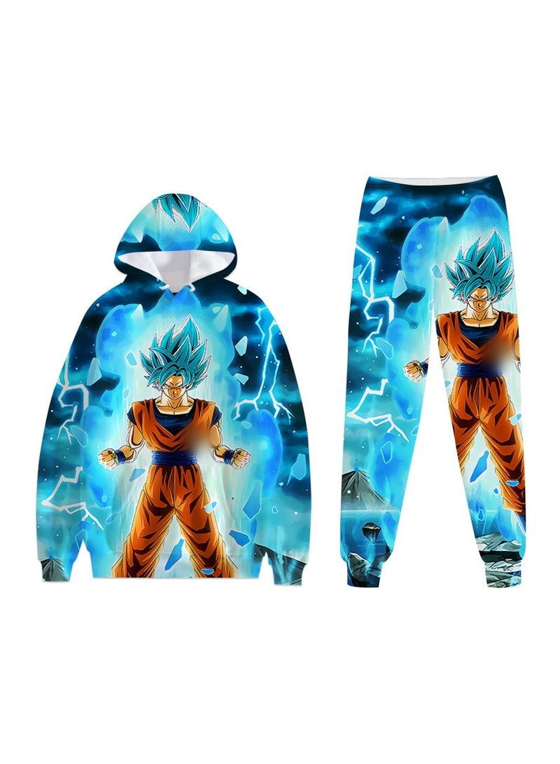 KUYING New Dragon Ball 3D Digital Printed Hooded Sweatshirt And Pants Set  - Image 1