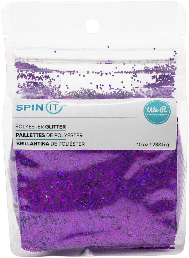We R Memory Keepers We R Spin It Chunky Glitter, 10oz/283.5g - Sparkly Purple Glitter Flakes for Crafts, Resin Art, Slime Making, DIY Projects - Bulk Size in Resealable Bag - Image 1
