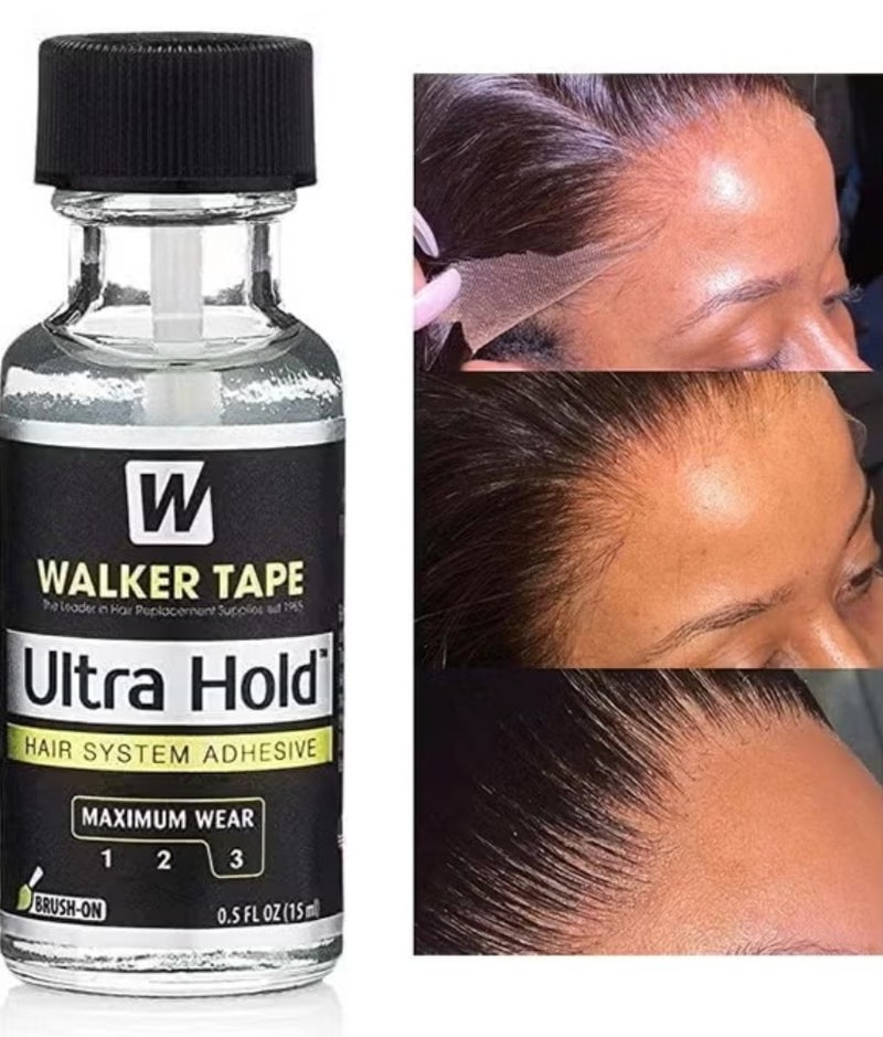 Walker Tape Ultra Hold Hair system Adhesive 0.5fl oz (15ml), Thin Silicone Hair Replacement Adhesive - Long Lasting Fixation for Poly and Lace Wigs - 3-4 Weeks, Wigs, Wig Systems - Invisible, Waterproof Adhesive - Image 1