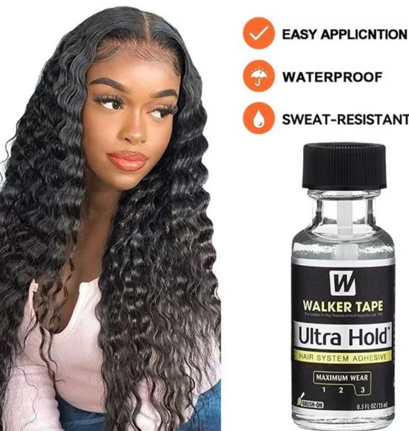 Walker Tape Ultra Hold Hair system Adhesive 0.5fl oz (15ml), Thin Silicone Hair Replacement Adhesive - Long Lasting Fixation for Poly and Lace Wigs - 3-4 Weeks, Wigs, Wig Systems - Invisible, Waterproof Adhesive - Image 2