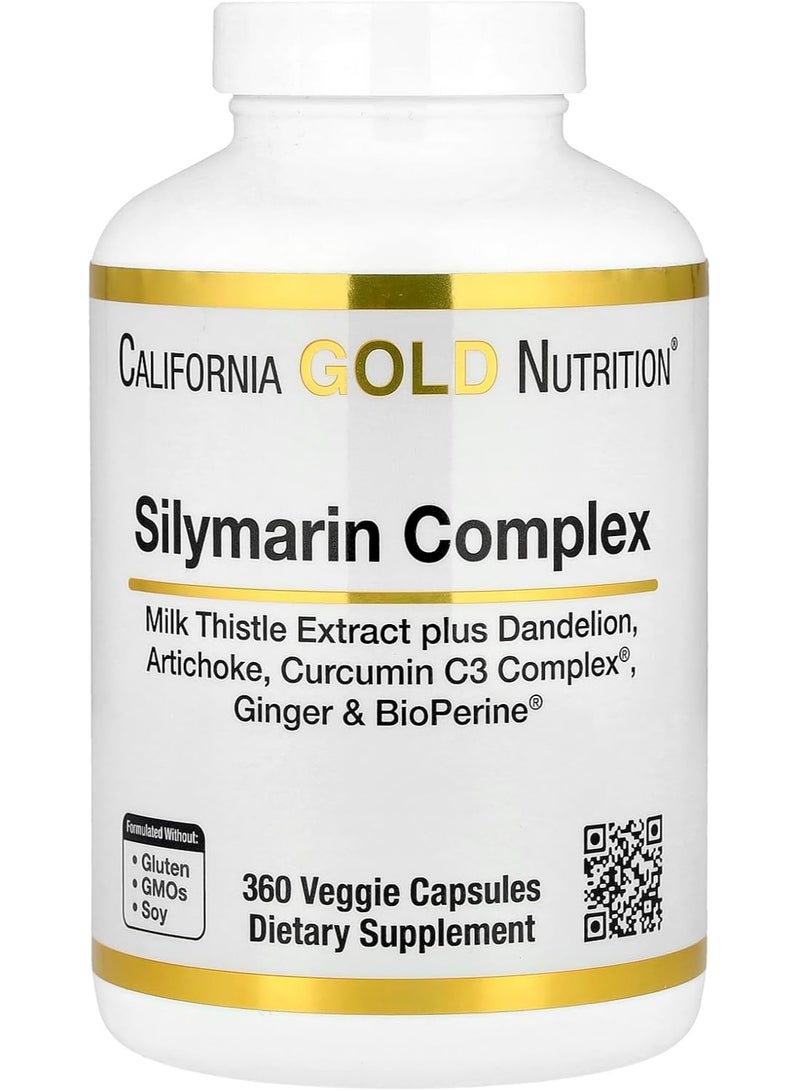 California Gold Nutrition Milk Thistle, Dandelion, Artichoke, Curcumin C3 Complex, Ginger and BioPerine, 360 Veggie Capsules  - Image 1