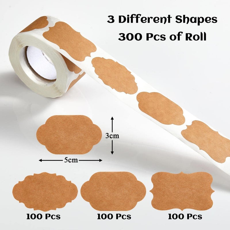 جيه زد اس ملصقات ورق كرافت بني، 300 قطعة، النمط 2 - Image 2