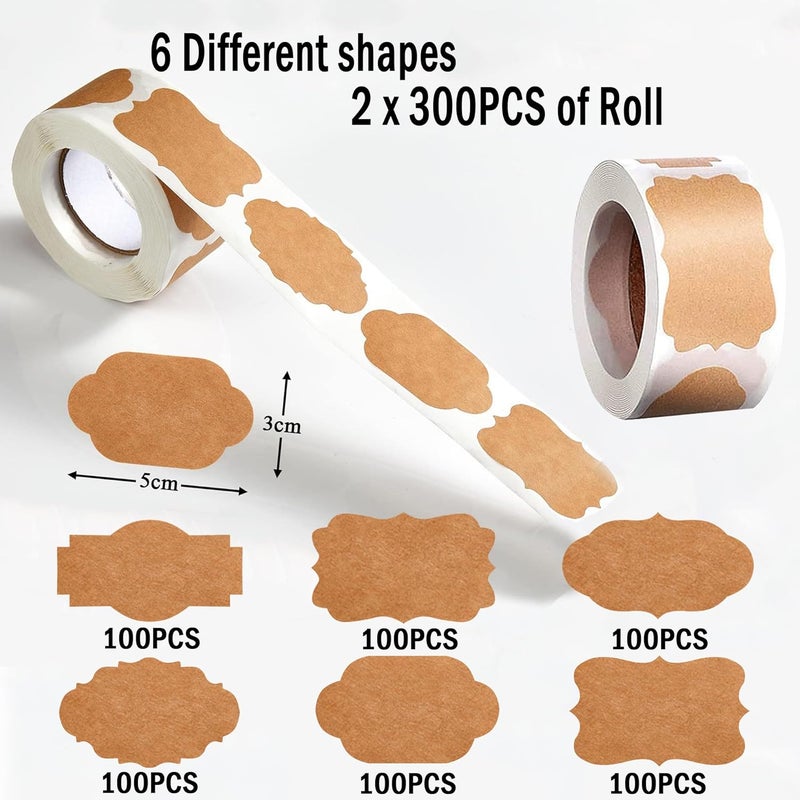 جيه زد اس ملصقات ورق كرافت بني، 300 قطعة، النمط 2 - Image 3