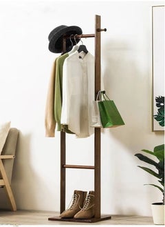 1-Piece Hat Clothes Rack Stand Hat Coat Organizer With Hook Bamboo Brown 33x24x163 cm