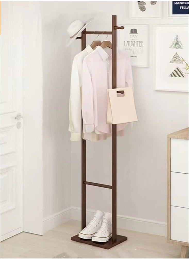 Kutis - 1-Piece Hat Clothes Rack Stand Hat Coat Organizer With Hook Bamboo Brown 33x24x163 cm - Image 1