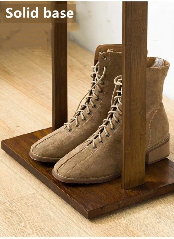 Kutis - 1-Piece Hat Clothes Rack Stand Hat Coat Organizer With Hook Bamboo Brown 33x24x163 cm - Image 1