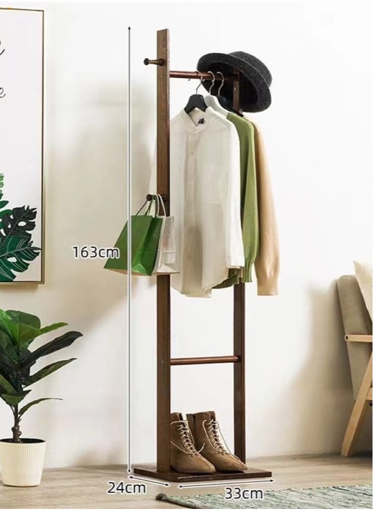 Kutis - 1-Piece Hat Clothes Rack Stand Hat Coat Organizer With Hook Bamboo Brown 33x24x163 cm - Image 1