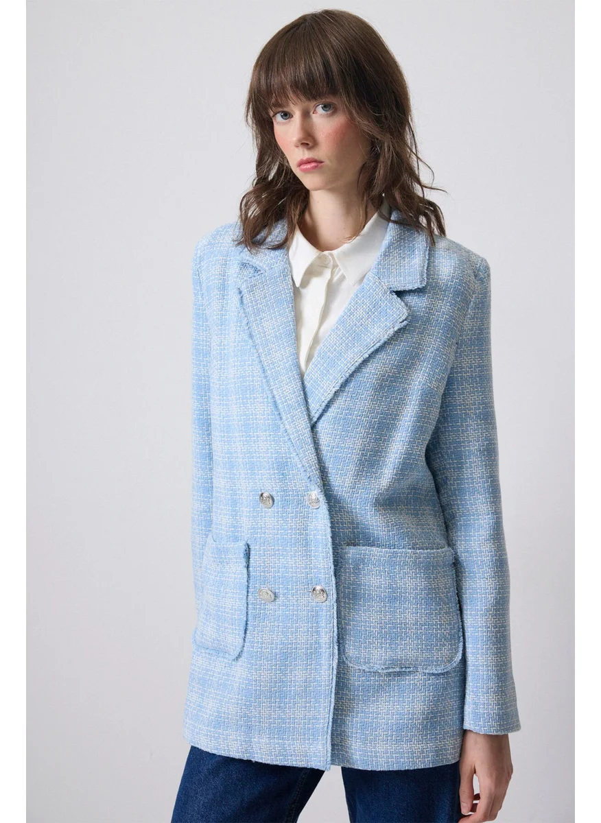 تاتشي Belted Tweed Blazer Jacket