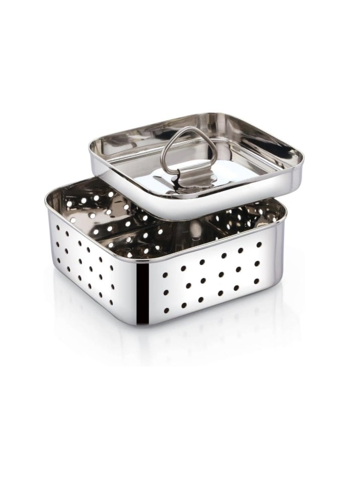 Ayda - Stainless Steel Paneer/Tofu Press, Silver, Square Shape, Durable, and Easy for Perfect Homemade Paneer or Tofu (250 Ml),Size-10.5X10.5X4.5 cm - Image 1