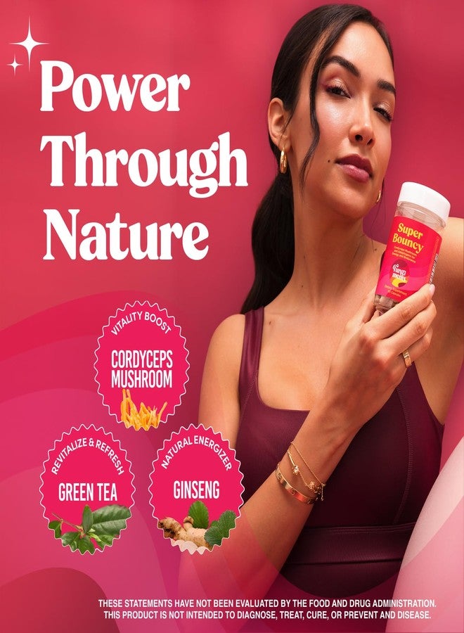 Fungiments Super Bouncy Mushroom Supplement – Cordyceps Focus Capsules for Adults – Natural Brain Boost, Green Tea Energy Vitamins Without jitters, Stamina for Women, Fatigue Support – 60 Count - Image 3