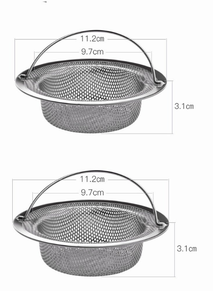 2 Pack - 4.5" Top / 3" Basket - Kitchen Sink Drain Strainer Stainless Steel Large Basket Food Catcher with Handle. Fast Flow and Effective 2/16" Holes - Image 5