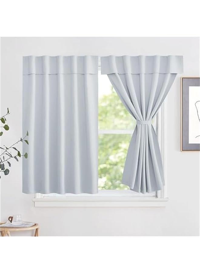 Arabest Portable Travel Blackout Draperies Curtains 48 inches Long, Thermal Insulated Easy Installation Kitchen Short Curtains/Drapes for Living Room (Greyish White, 1 Panel, 52 x 48 inches)  - Image 1