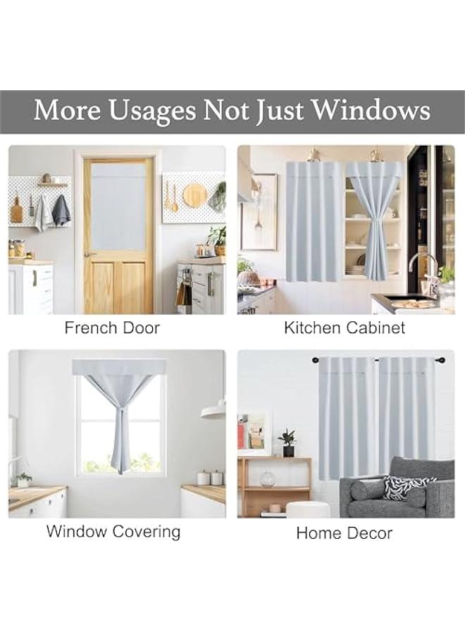 Arabest Portable Travel Blackout Draperies Curtains 48 inches Long, Thermal Insulated Easy Installation Kitchen Short Curtains/Drapes for Living Room (Greyish White, 1 Panel, 52 x 48 inches)  - Image 2