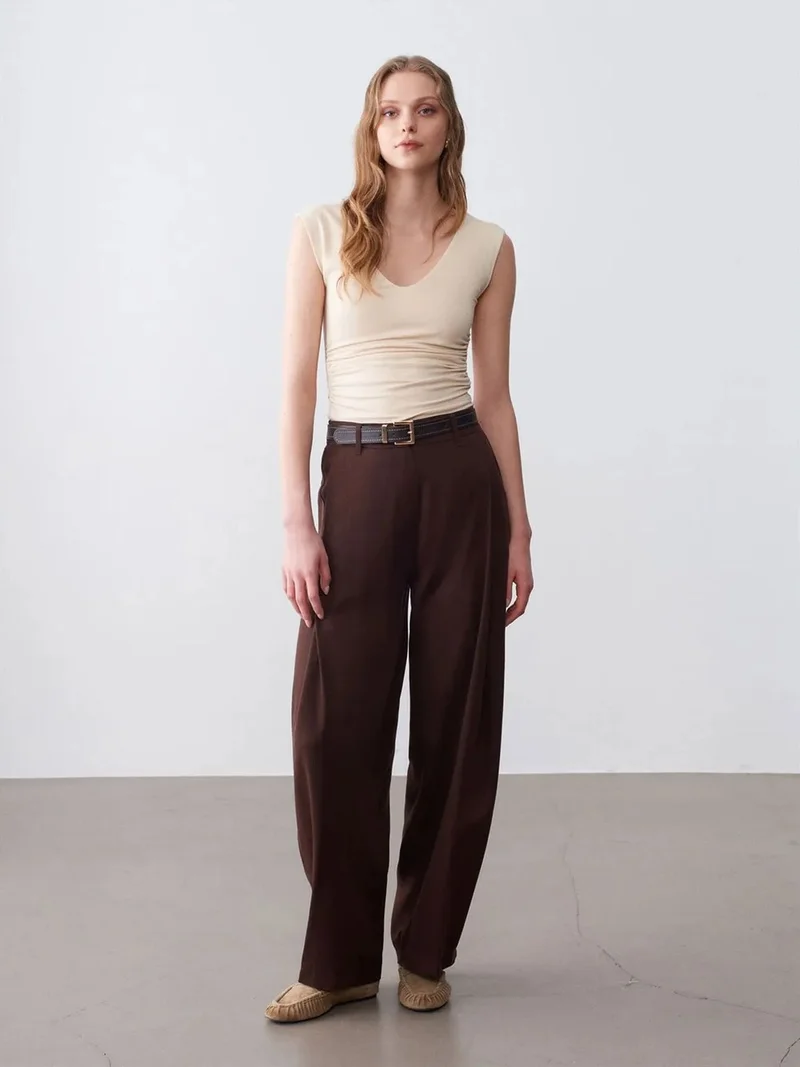 ديلفين DILVIN Pleated Wide-Leg Trousers