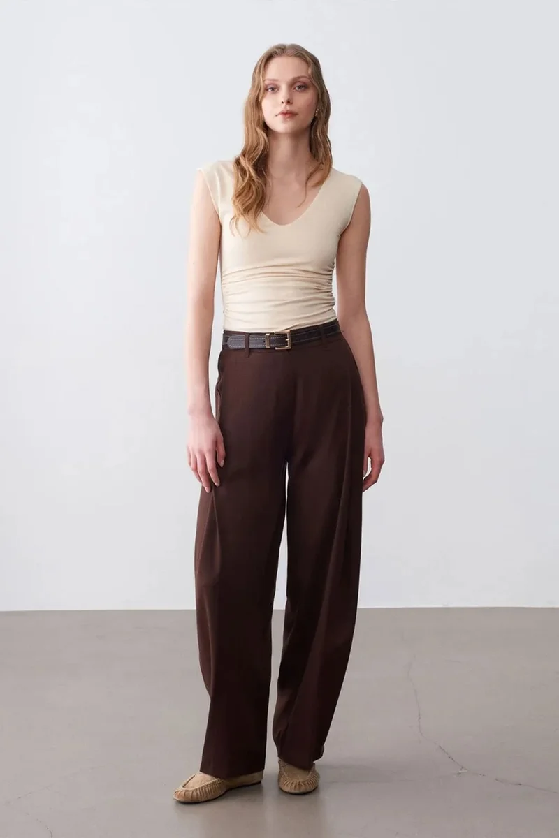 DILVIN Pleated Wide-Leg Trousers