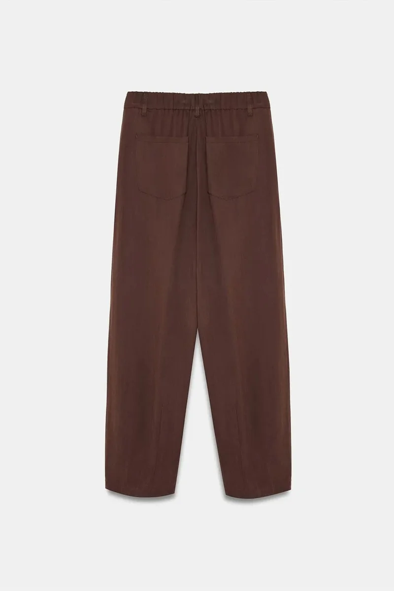 Dilvin Coffee Brown DILVIN Pleated Wide-Leg Trousers for Women | Best Price UAE