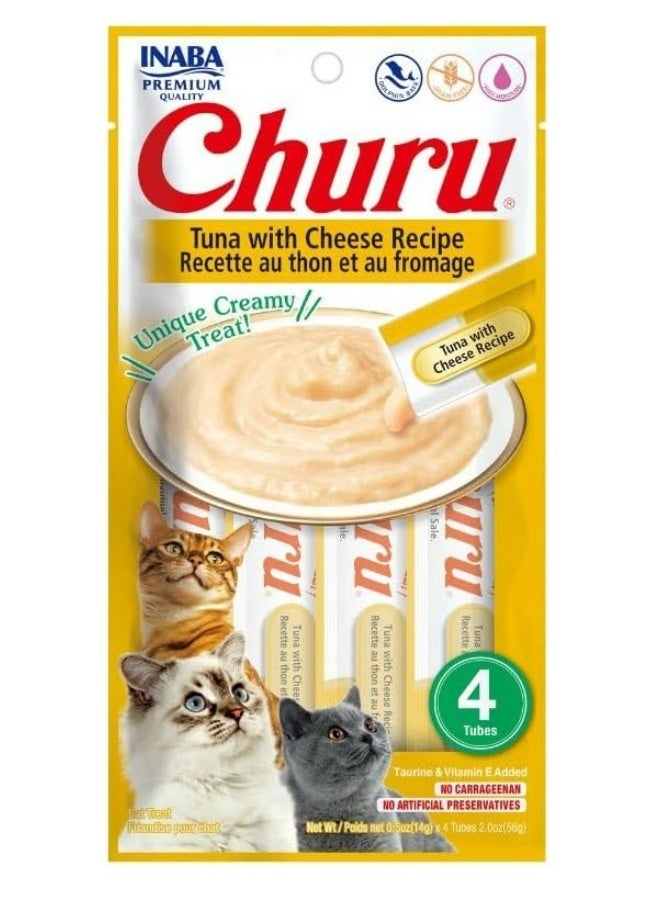 INABA Churu Tuna and Cheese Treat for Cat 14 g, 4-Pack