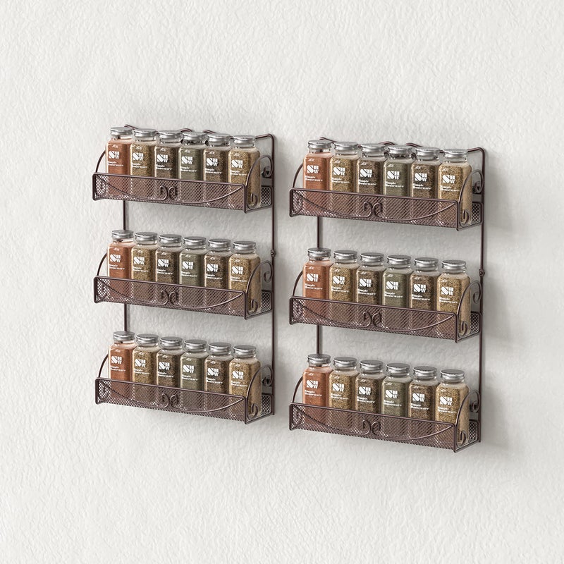 Deco Brothers 3 Tier Wall Mounted Spice Rack, 2 Pack, Bronze - Image 5