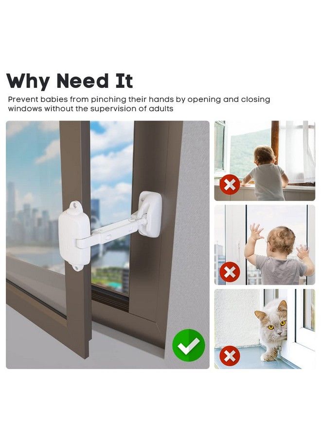Eudemon 1 Pack Childproof Window Restrictor For Aluminum Wooden Metal Window Frames Baby Safety Window Lock Window Safety Locks For Toddlers & Pets Easy To Install (White) - Image 5