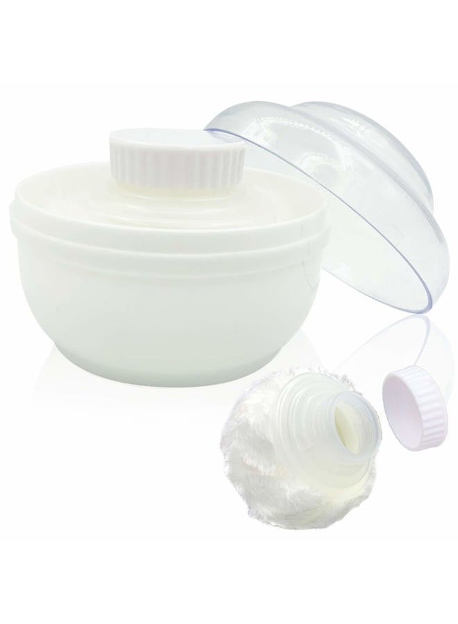 Aurasin حاوية مسحوق الجسم للتخزين، كبيرة 3.5" علبة مسحوق الجسم الفاخر بعد الاستحمام، صندوق مسحوق الوجه/الجسم للأطفال، حاوية مسحوق التجميل مع مقبض يد (أبيض) - Image 1