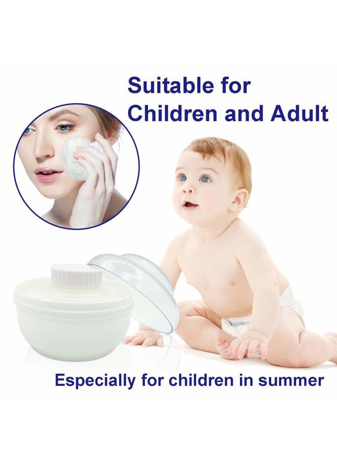 Aurasin حاوية مسحوق الجسم للتخزين، كبيرة 3.5" علبة مسحوق الجسم الفاخر بعد الاستحمام، صندوق مسحوق الوجه/الجسم للأطفال، حاوية مسحوق التجميل مع مقبض يد (أبيض) - Image 2