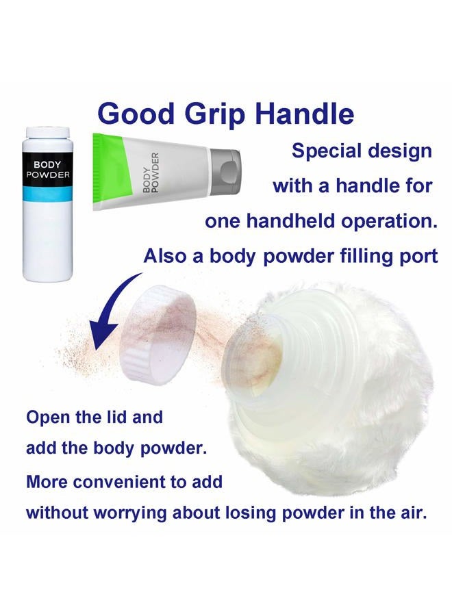 Aurasin حاوية مسحوق الجسم للتخزين، كبيرة 3.5" علبة مسحوق الجسم الفاخر بعد الاستحمام، صندوق مسحوق الوجه/الجسم للأطفال، حاوية مسحوق التجميل مع مقبض يد (أبيض) - Image 4