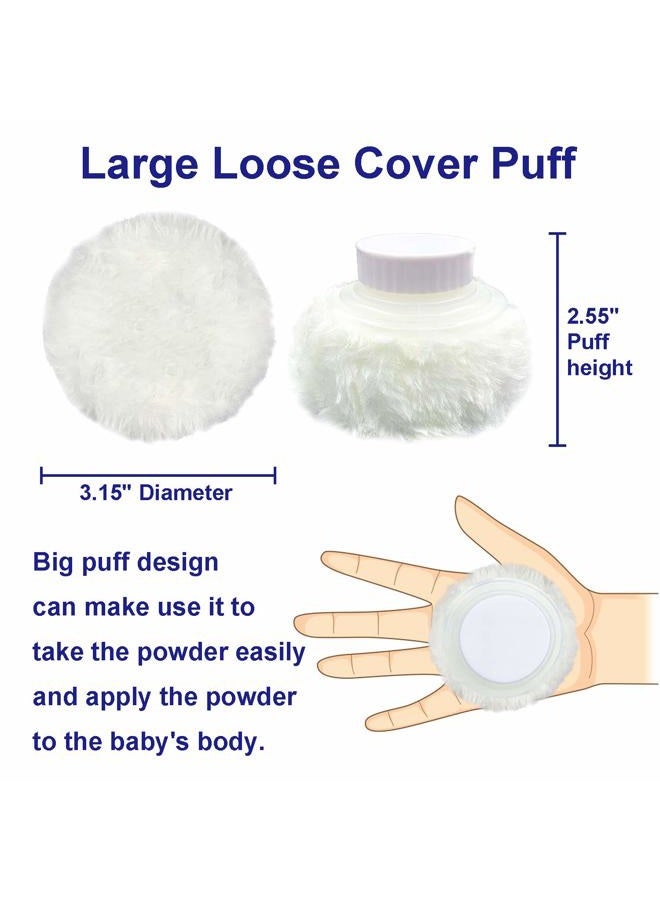 Aurasin حاوية مسحوق الجسم للتخزين، كبيرة 3.5" علبة مسحوق الجسم الفاخر بعد الاستحمام، صندوق مسحوق الوجه/الجسم للأطفال، حاوية مسحوق التجميل مع مقبض يد (أبيض) - Image 5