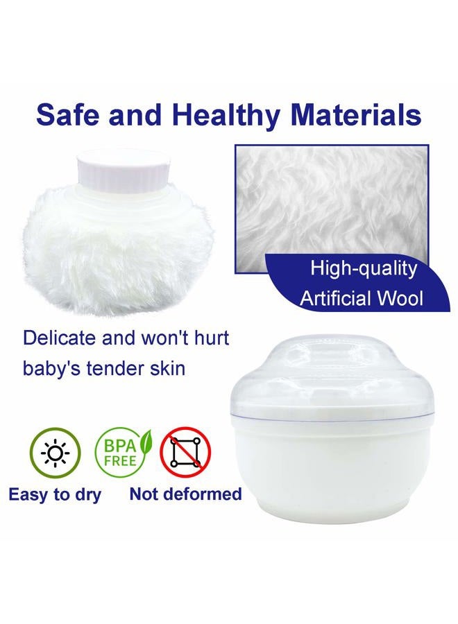 Aurasin حاوية مسحوق الجسم للتخزين، كبيرة 3.5" علبة مسحوق الجسم الفاخر بعد الاستحمام، صندوق مسحوق الوجه/الجسم للأطفال، حاوية مسحوق التجميل مع مقبض يد (أبيض) - Image 3