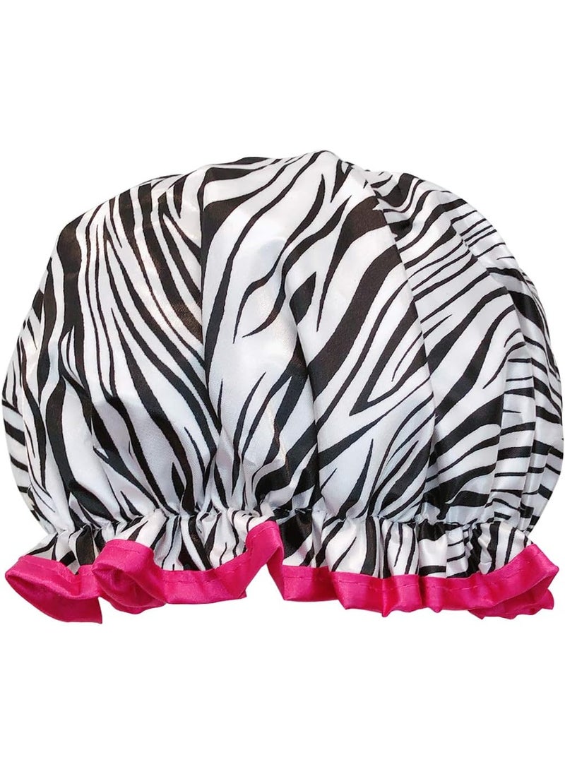 allydrew allydrew Reusable Women's Waterproof Shower Caps for Long Hair, Zebra 
