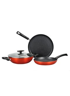 BERGNER ULTRA 4PCS COOKWARE SET, PRESSED ALUMINUM COOKING SET, INDUCTION BOTTOM COOKWARE, MARBLE+ NON-STICK COATING COOKWARE POTS, SUITABLE FOR ALL STOVES, METALIC ORANGE COLOR, BG31305OR  - Image 1