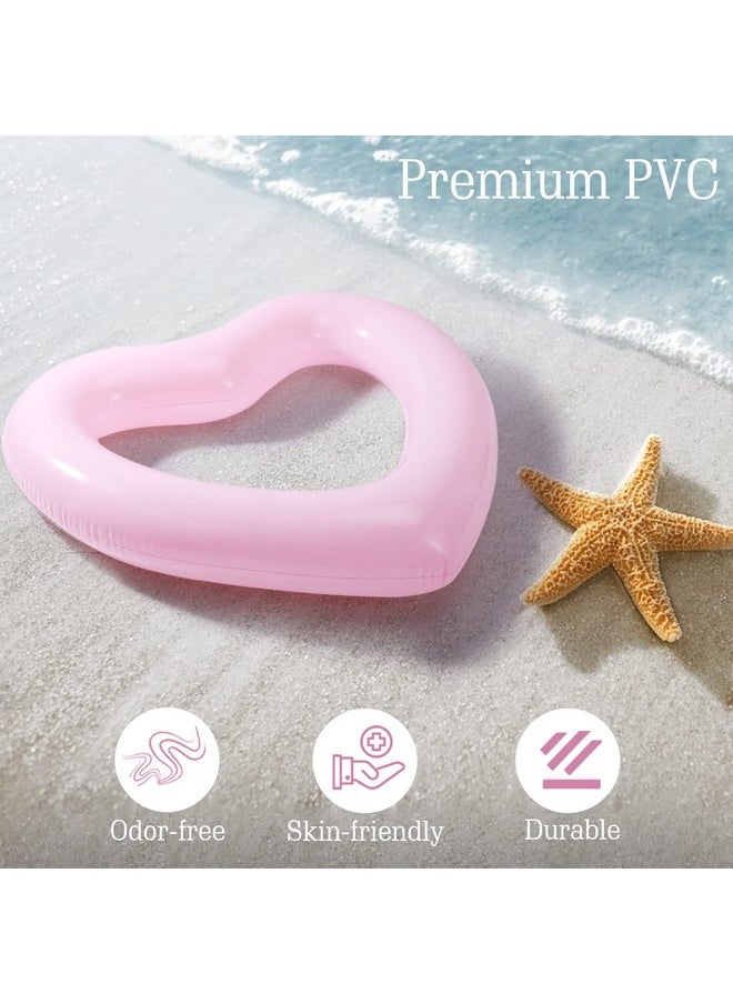 HeySplash Pool Floats Adult Size Heart Inflatable Pool Floatie For Bachelorette Party Swim Tube Rings River Lake Beach Floaty Wedding Bride Decoration Fun Toy Raft Lounge For Kids Pink  - Image 3