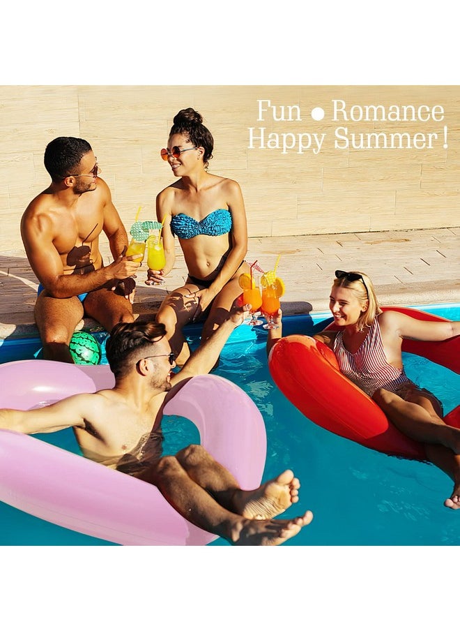 HeySplash Pool Floats Adult Size Heart Inflatable Pool Floatie For Bachelorette Party Swim Tube Rings River Lake Beach Floaty Wedding Bride Decoration Fun Toy Raft Lounge For Kids Pink  - Image 4