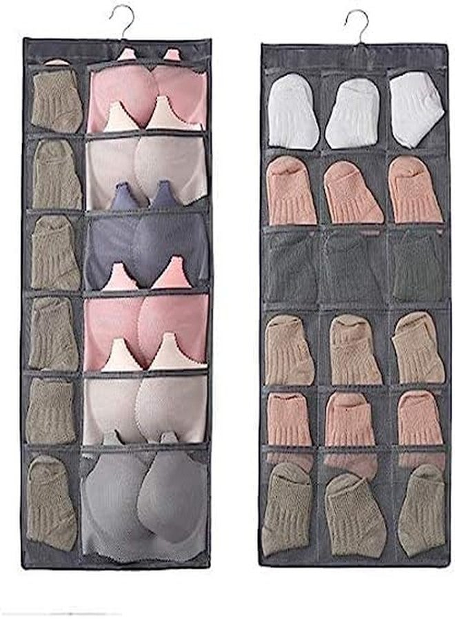 SYSTEMIZE Non Woven Hanging Jewelry Organizer for Storing Stocking, Bra, Socks, Travel Accessories (Pack Of 1) (Grey) - Image 1