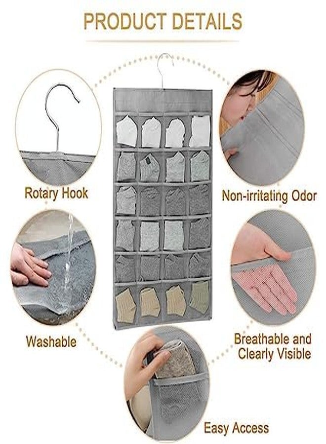 SYSTEMIZE Non Woven Hanging Jewelry Organizer for Storing Stocking, Bra, Socks, Travel Accessories (Pack Of 1) (Grey) - Image 4