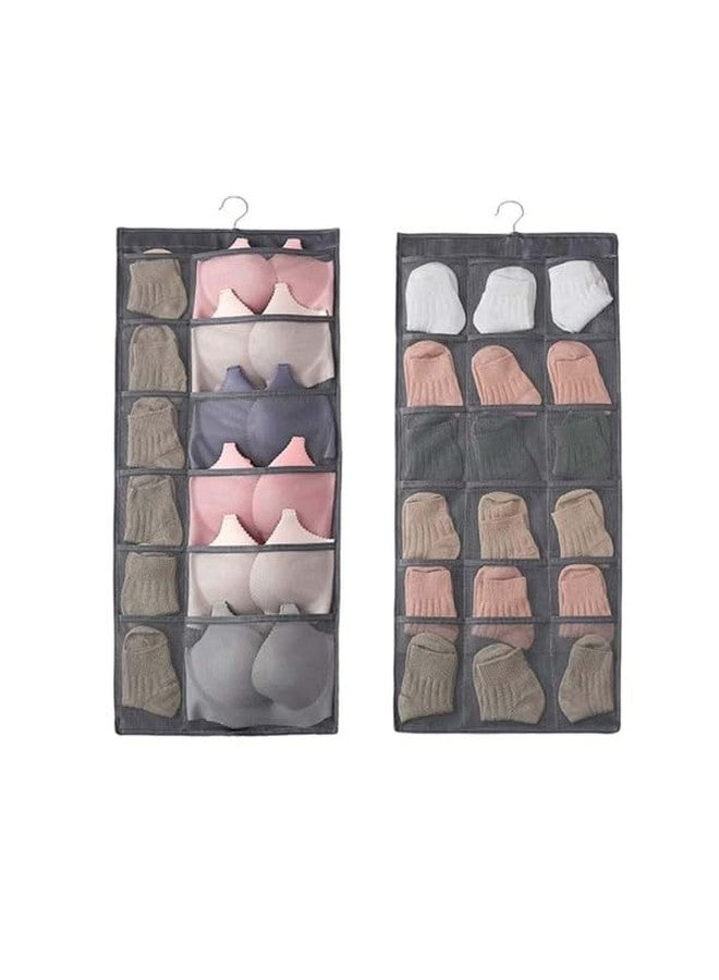 SYSTEMIZE Non Woven Hanging Jewelry Organizer for Storing Stocking, Bra, Socks, Travel Accessories (Pack Of 1) (Grey) - Image 5