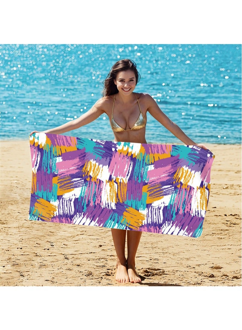 Microfiber Beach Towel Thin Quick Dry Super Absorbent Oversized Lightweight Sand Free Towels for Travel Sports Pool Swim Bath Yoga Women Men 80x160cm - Image 2