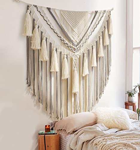 Jakalin Large Macrame Wall Decor Panels Handmade Wall Art Home Living Room Bedroom Decor47 Wx 55 L