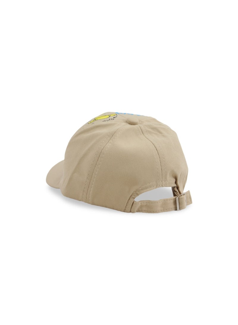 Fancy Unisex Cotton Cap –  Beige with "Happy with Cute" Design - Image 2