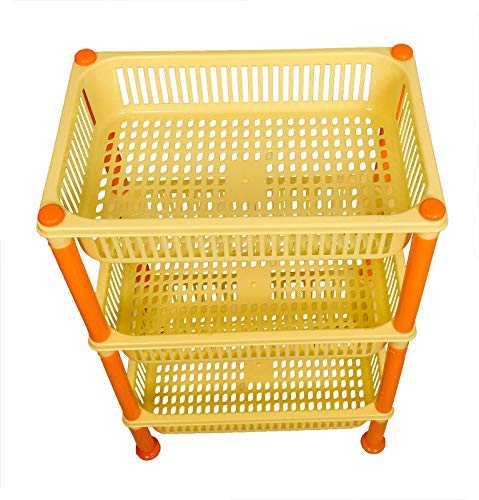 mastBus Plastic Vegetable BasketRackStand for Kitchen 3 Tier Large YellowOrange - Image 5