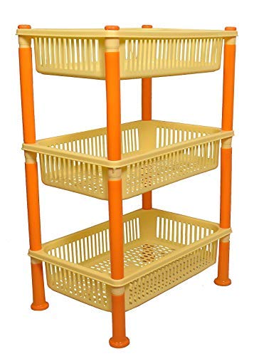 mastBus Plastic Vegetable BasketRackStand for Kitchen 3 Tier Large YellowOrange - Image 2