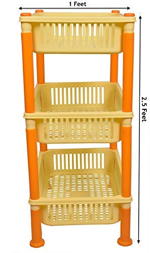 mastBus Plastic Vegetable BasketRackStand for Kitchen 3 Tier Large YellowOrange - Image 3