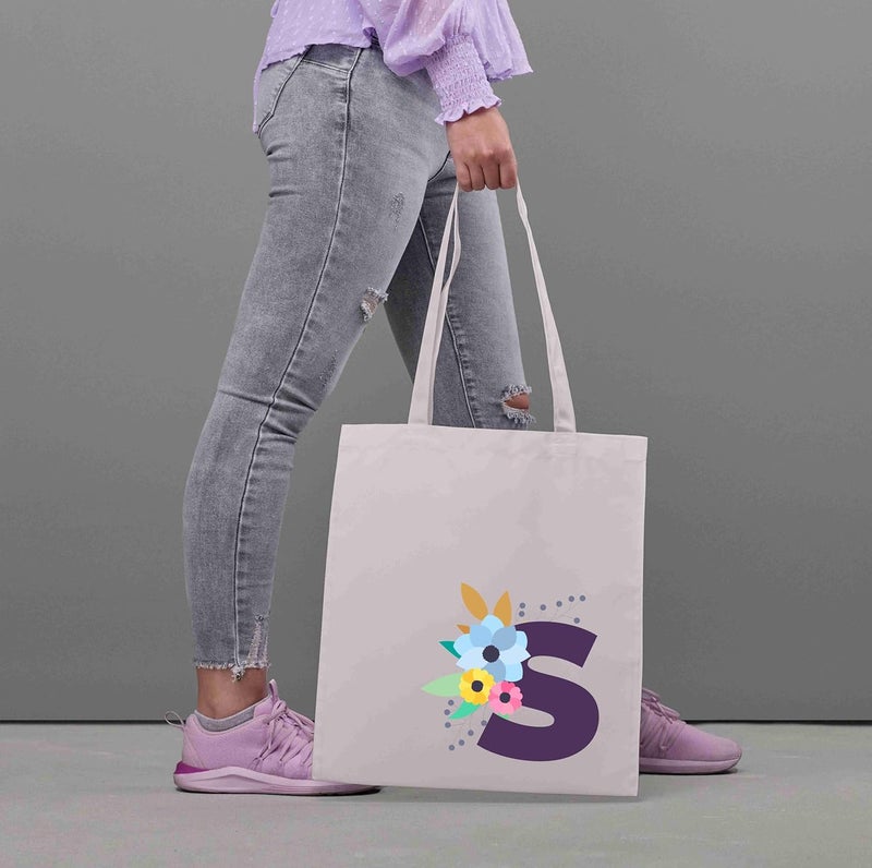 Roundsun Magnetic Button Closure Alphabet Printed Cotton Canvas Vertical Tote Bag | 300 GSM Cloth | No Zipper | No Inner Pocket | Multi-Purpose Bag | Reusable | Eco Friendly Yet Trendy - Image 3