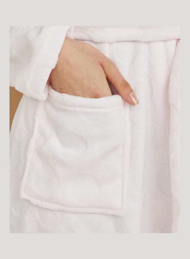 Styli Fleece Clipped Spot Hooded Knee Length Robe