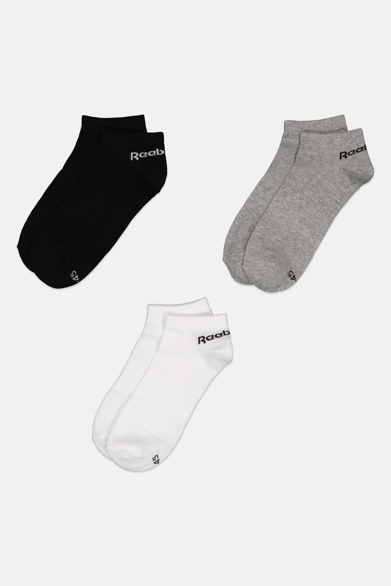 Reebok Men 3 Pairs Brand Logo Low Cut Socks, Multicolor - Image 3