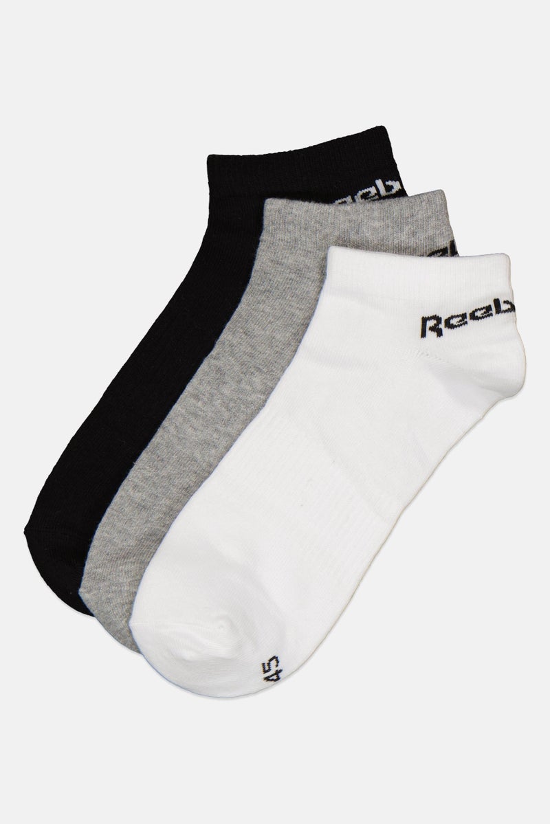 Reebok Men 3 Pairs Brand Logo Low Cut Socks, Multicolor - Image 1